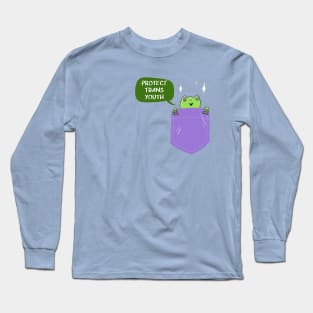 Pocket Frog says Protect Trans Youth Long Sleeve T-Shirt